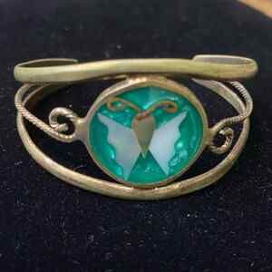 Vintage Alpaca Silver Butterfly Cuff Bracelet Mexico EUC